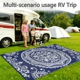 thumbnail image 5 of ORGOWEL Outdoor Rug Boho Floral Vintage Plastic Straw Waterproof Reversible Foldable Large Carpet for Patio RV Camping Deck Balcony,Blue,8×10ft, 5 of 11