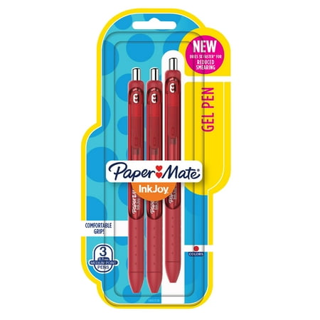 - Paper Mate® InkJoy® Gel Pens, Medium Point, Red, 3 Pack