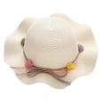 thumbnail image 1 of 50-54cm circunferencia de la cabeza verano niñas borde ondulado sombrero de paja protector solar sombrero para el sol arco bola de pelo sombrero de playa con cuerda a prueba de viento MFZFUKR BST3057362-1, 1 of 5