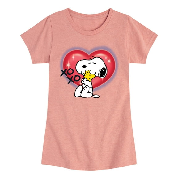 Peanuts - Snoopy Woodstock Graffiti Heart - Toddler & Youth Girls Short Sleeve Graphic T-Shirt