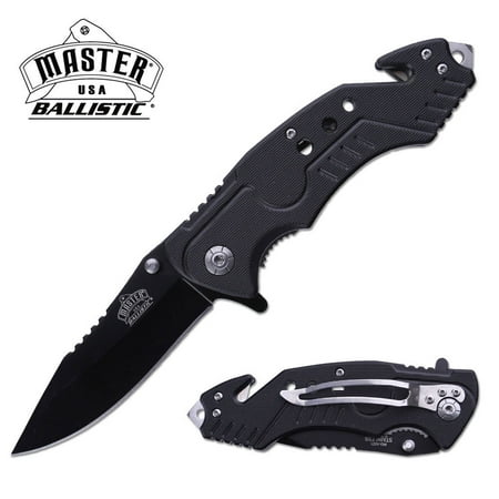 Black Rescue Blade - SPRING-ASSIST FOLDING POCKET KNIFE Black Blade Rescue Tactical Everyday Use EDC