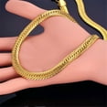 thumbnail image 5 of Men's Bracelets 8MM Curb Flat Snake Link Chain 14K Yellow Gold Necklaces For Women Vintage Jewelry Sets D409, 5 of 6