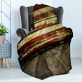 thumbnail image 4 of United States Soft Flannel Fleece Throw Blanket, Vintage Art American Flag on Wooden Planks Wall Background Grunge Print, Cozy Plush for Indoor and Outdoor Use, 70" x 90", Cream and Red, by Ambesonne, 4 of 5