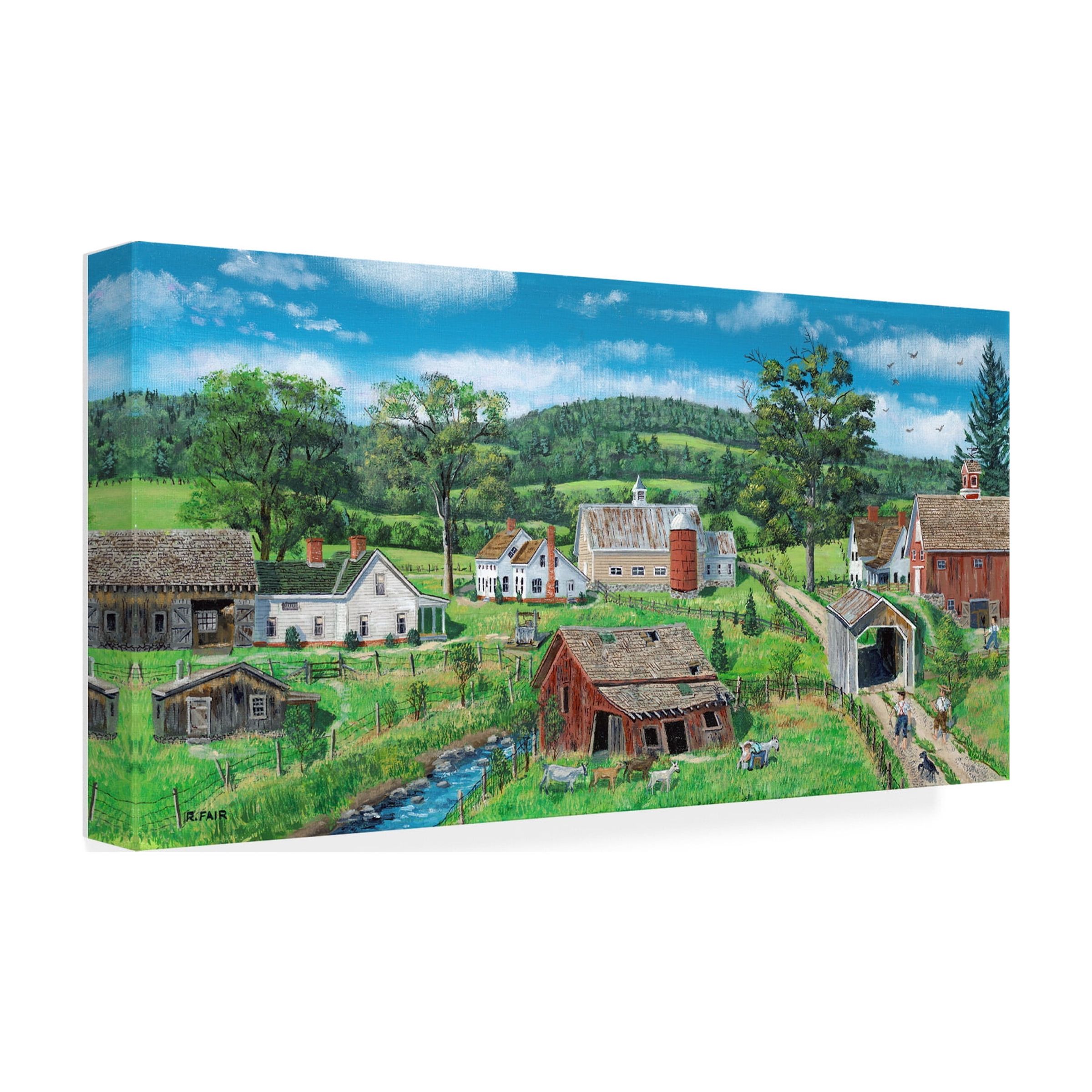 Canvas Wall Art - Bob Fair 'The Old Goat Barn' Wall Art for Living Room, Bedroom, or Office DÃ©cor by Trademark Fine Art - 24 x 12 Inches