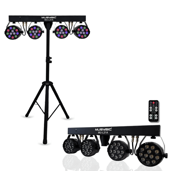 MUSYSIC MU‑L31A Professional LED PAR Light System – 36×1W RGBW LEDs, 8‑Channel DMX, Auto and Sound Modes, Remote Control, 25° Beam Angle