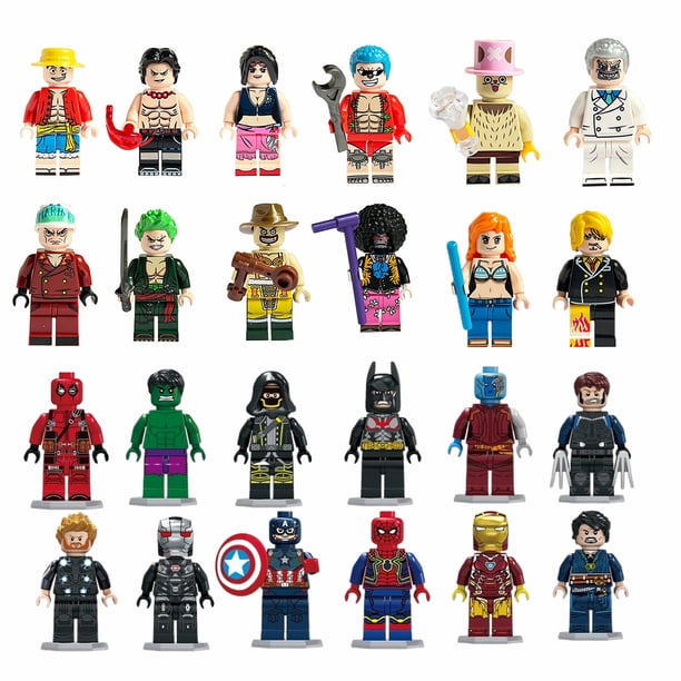 Set de 24 Mini Figuras de Bloques de Construcción de Héroes y Anime – Ladrillos Creativos para Exhibición, Juego y Regalo