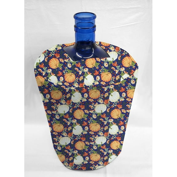 Fall Harvest Water Bottle Cover by Penny's Needful Things (3 Gallon Cover)(Top Spout) (Pumpkins on Purple)