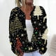 thumbnail image 1 of Cárdigan informal de punto con estampado navideño para mujer, chaqueta con botones y abrigo para mujer, 1 of 5
