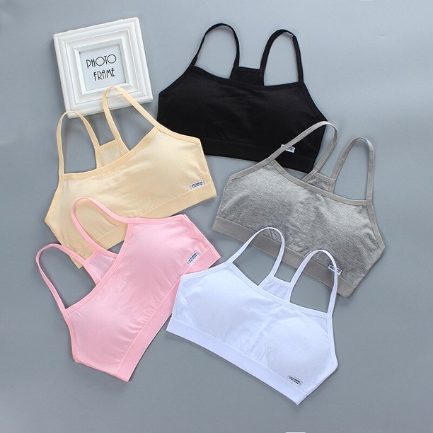 5Pc/lot Free Shipping Cotton Kids Bra Camisoles Sports Bra Tops For Teens Training Bra 8-16 Years Adolescente Lingerie SummerPinkFree size He Qiyong unisex