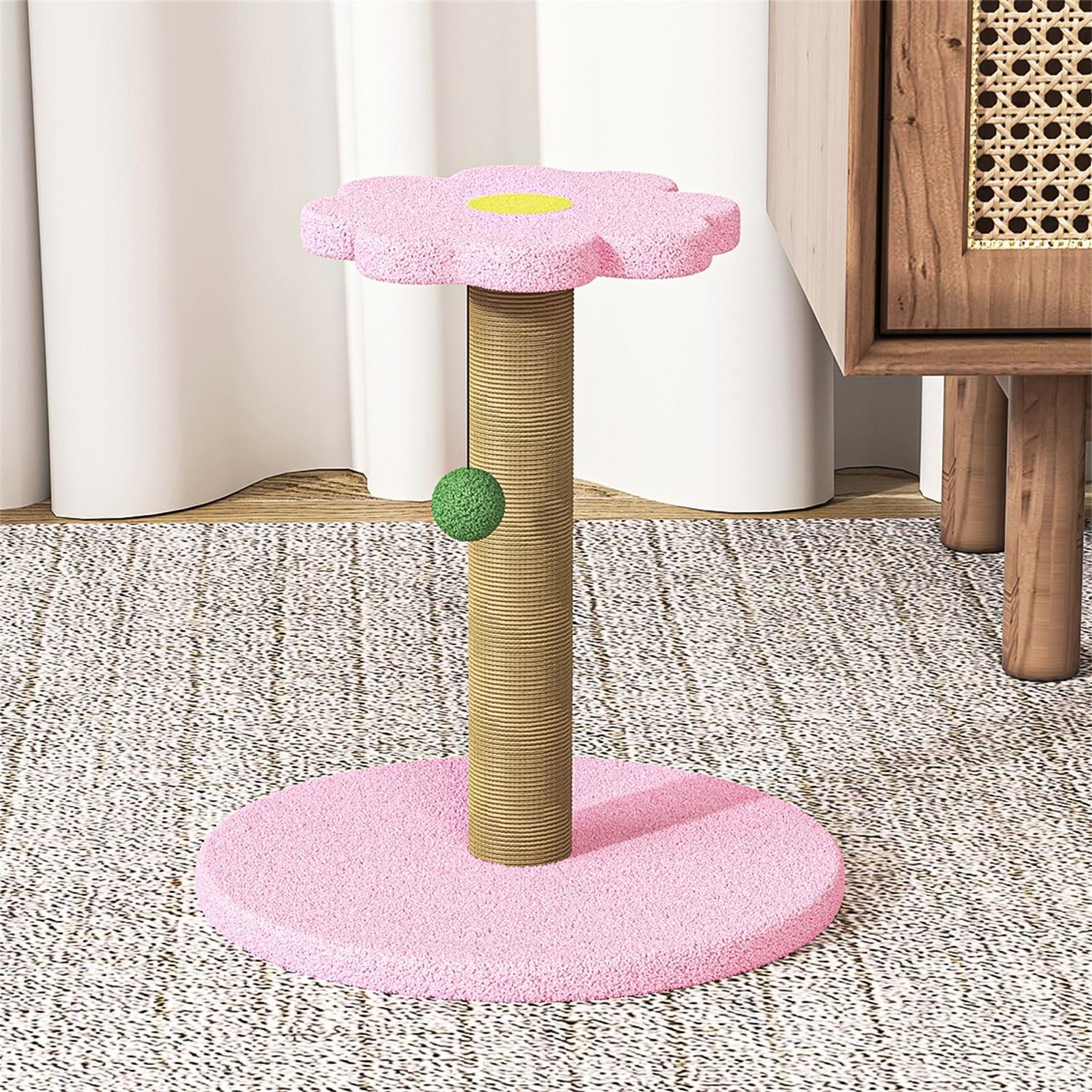 Pefilos 23" Cat Scratching Post, Small Cat Scratcher Tree for Indoor Cats with Removable Flower Cat Bed, Cat Tree Tower with Spring Ball, Pink Pefilos 23" Cat Scratching Post, Small Cat Scratcher Tree for Indoor Cats with Removable Flower Cat Bed, Cat Tree Tower with Spring Ball, Pink