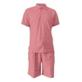 thumbnail image 5 of Honeeladyy Mens Short Sets 2 Piece Outfits Fashion Summer Tracksuits Casual Shirt and Shorts Set #Ed-Pink-XXXXXL, 5 of 5