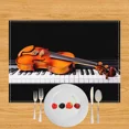 thumbnail image 5 of 2024 Placemat Fashion Music Note Print Table Mats for Kitchen Dinner Linen Coasters Coffee Tea Cup Pads Dish, 5 of 6