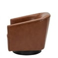 thumbnail image 4 of Chaise d'Appoint Pivotante en Faux Cuir Caramel Base en Bois à 360 Degrés, 4 of 8