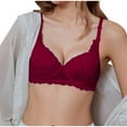 thumbnail image 4 of YWDJ Bras for Women Push up and Padded Lounge Bras No Wires Comfortable Bras Adjustable Straps Half Cup Hollow Bras Padded Lace Comfy Bras Wrap Solid Sleep Bras Wine 40, 4 of 9