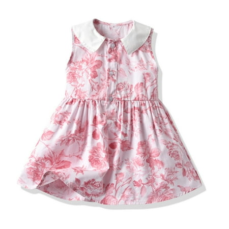 

Bullpiano Toddler Girls Summer Flower Print Dresses Baby Princess Bohemian Floral Sundress Outfit 2-7T