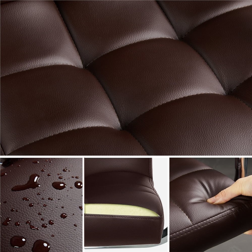 Alden Design Height Adjustable Modern Faux Leather Bar Stools Swivel Chairs, Set of 2, Brown