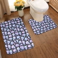 thumbnail image 2 of Honeii Blue Skull Flower Pattern Bathroom Anti-Skid Pad Bathroom Mat Vintage Seamless Pattern Not-Slip Toilet Rug Set, 2 of 6