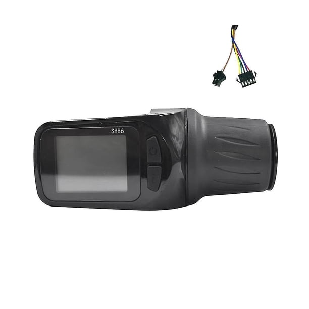 Panel de pantalla LCD para bicicleta eléctrica S886 de 24 V, 36 V, 48 V, 60 V Ajuste con acelerador giratorio para medidor de bicicleta de scooter eléctrico (enchufe pequeño)