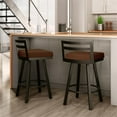 thumbnail image 3 of Amisco Derek 30.75" Polyester Swivel Bar Stool in Copper/Dark Brown, 3 of 4