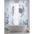 thumbnail image 5 of Ocean Crab Sheer Curtains 2 Panels Set Blue Yellow Sea Star Shell Coral Blue Sheer Window Curtains Light Filtering Rod Pocket Voile Drapes for Bedroom Living Room 52"X84", 5 of 8
