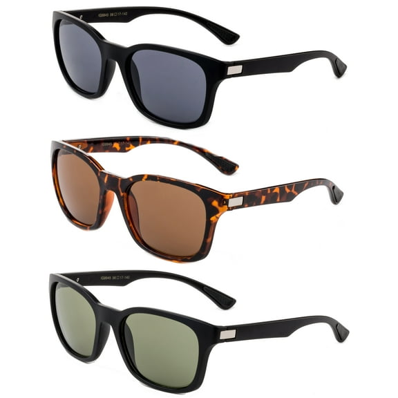 3 Pack Classic Light Plastic Frame Metal Hinge Soft Tip Pad Comfort fit Fashon Sunglasses for Men