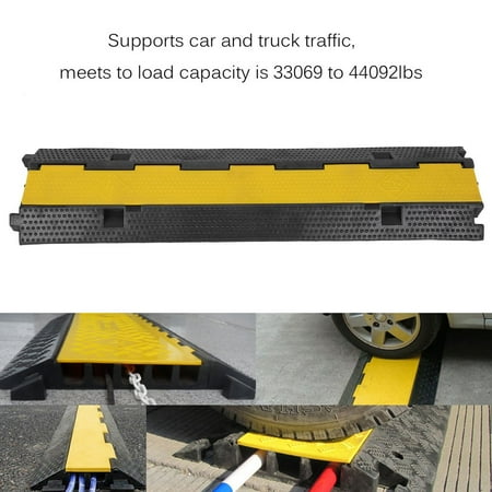 2PCS 2 Channel PVC Rubber Sturdy Vehicle Electrical Wire Cable Cover Ramp Guard Warehouse Cord Protective Traffic Speed Bumps