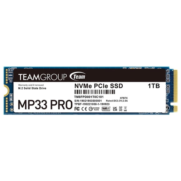 Unidad de Estado Solido SSD M.2 1TB TEAMGROUP MP33 PRO NVMe PCIe 3.0 2100/1700 MB/s
