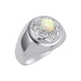 thumbnail image 3 of RYLOS Men's Rings Sterling Silver Designer Gypsy 7MM Round Gemstone & Diamond Ring Opal October Birthstone Rings Size 13, 3 of 6