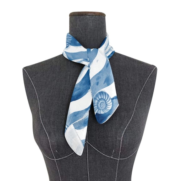 Square Scarf 24x24 Inch Blue Watercolor Nautical Seamless Tile Silky Satin Sun Protection Neck Scarf for Women Multi-Purpose Head Wrap Bandana for Hair Bag Decoration