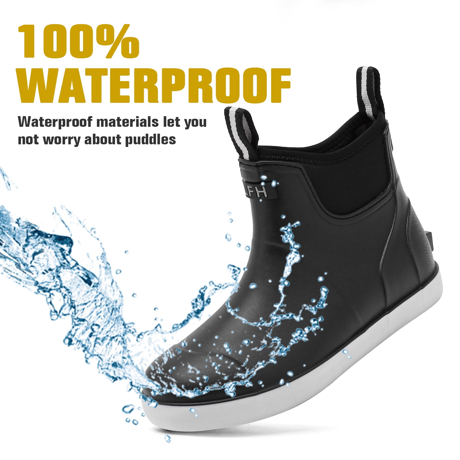 Lcamaw Deck Boots for Men，OutdoorRubber Fishing Garden Waterproof Ankle Rain Boots