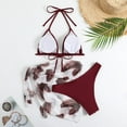 thumbnail image 4 of Efsteb Womens Bikini Swimsuits V Neck Bathing Suit Bikini Print Summer Beach Two Piece Swimsuits High Waist Swimwear (Wine,S), 4 of 7