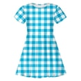 thumbnail image 4 of LUOGENLI Robe Mode pour Enfants à Carreaux Ajustée à Manches Courtes (6 14 Ans) Jupe Maxi avec Poches Bleu Ciel 6-7 Ans, 4 of 4