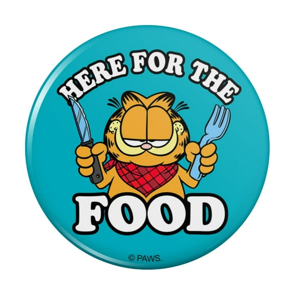 Garfield Here for the Food Kitchen Refrigerator Locker Button Magnet