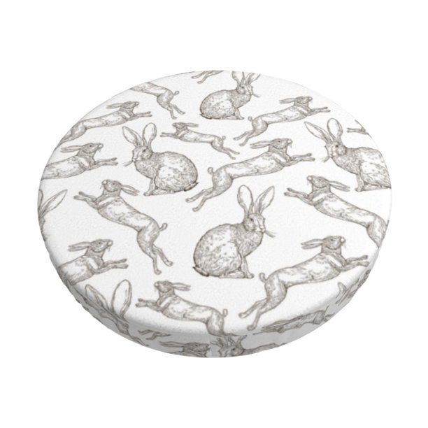 Disketp Hand Drawn Rabbit Funda Redonda para Taburete, Funda de Cojín para Silla de Bar Suave y Elástica-13 inch