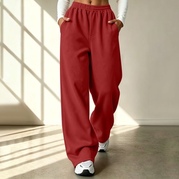 Wide Leg Sweatpants Women Zaewscy Women's Solid High Waist Elastic Sweatpants Casual Loose Wide Leg Jogger Pants Soft Solid Color Track Pants For Daily Workout With Pockets