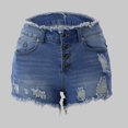 thumbnail image 2 of vigerkar Ripped Jean Shorts for Women Mid Rise Frayed Raw Hem Stretchy Denim Shorts (Light Blue, XXL), 2 of 6