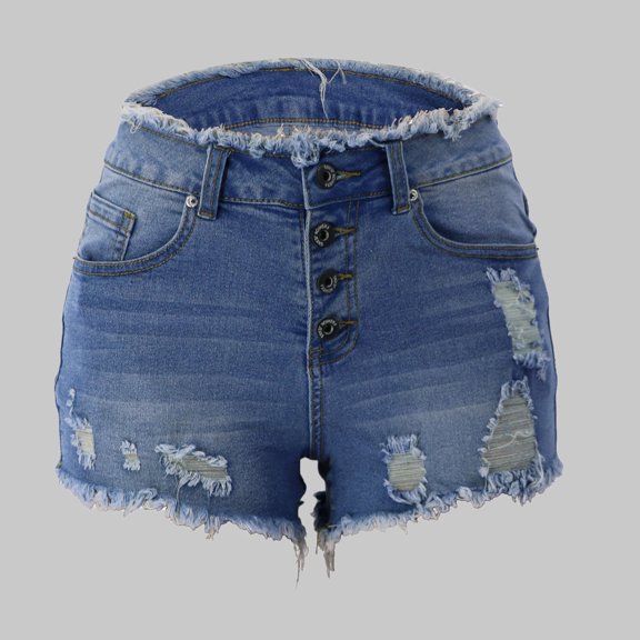 Women's Summer Ripped Jean Shorts Stretch Skinny Denim Shorts Beach Casual Women Shorts