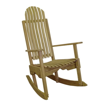 Hershy Way Patio Outdoor Back Yard Treated Yellow Pine Wood Construction Rocking Contoured Back & Seat Chair