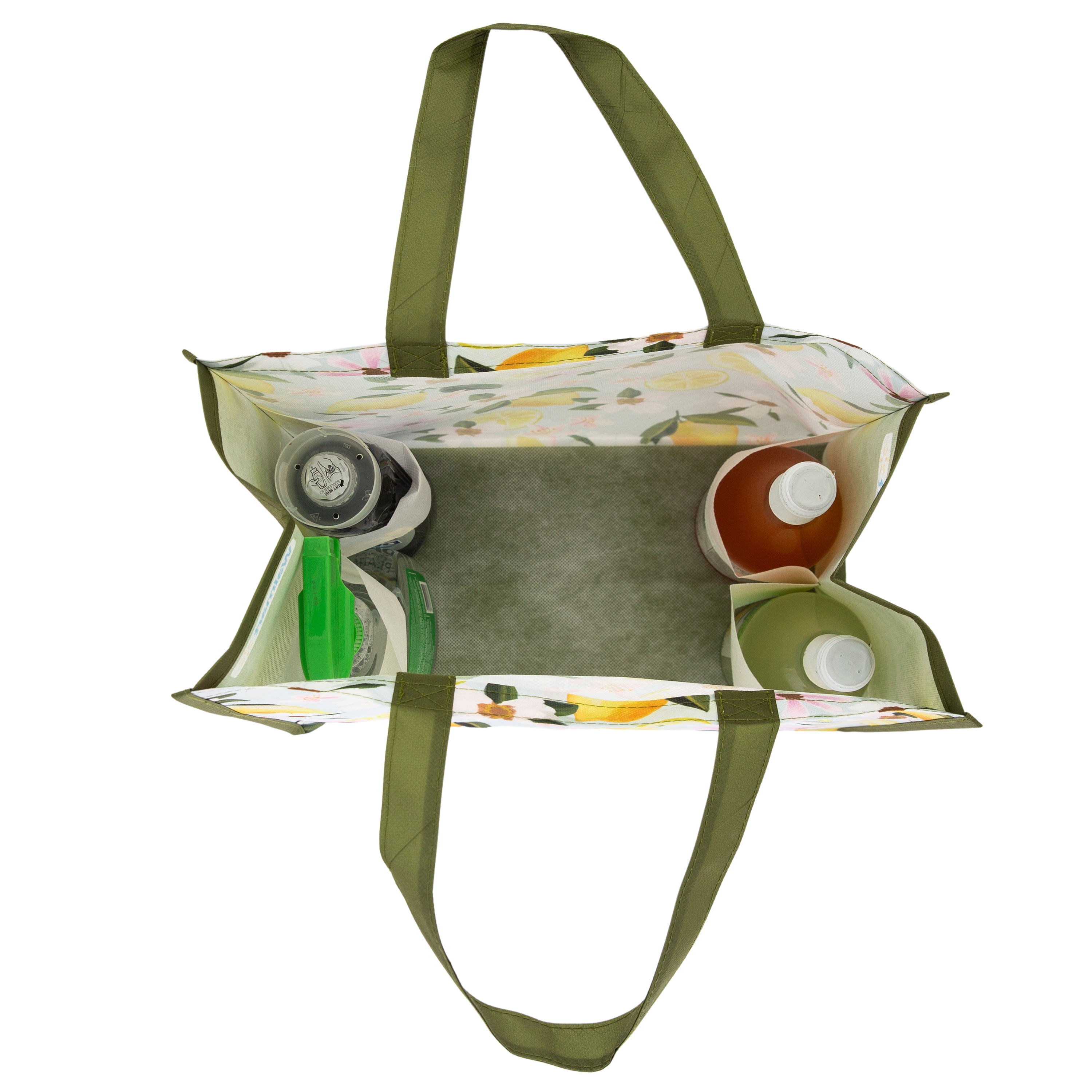 Spring-Themed 2026 Reusable Grocery Bag with Bottle Holder – Reusable Shopping bag for groceries