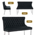 thumbnail image 5 of Aoowow Velvet 2 Seat Dining Bench Black Silver Legs, 5 of 7