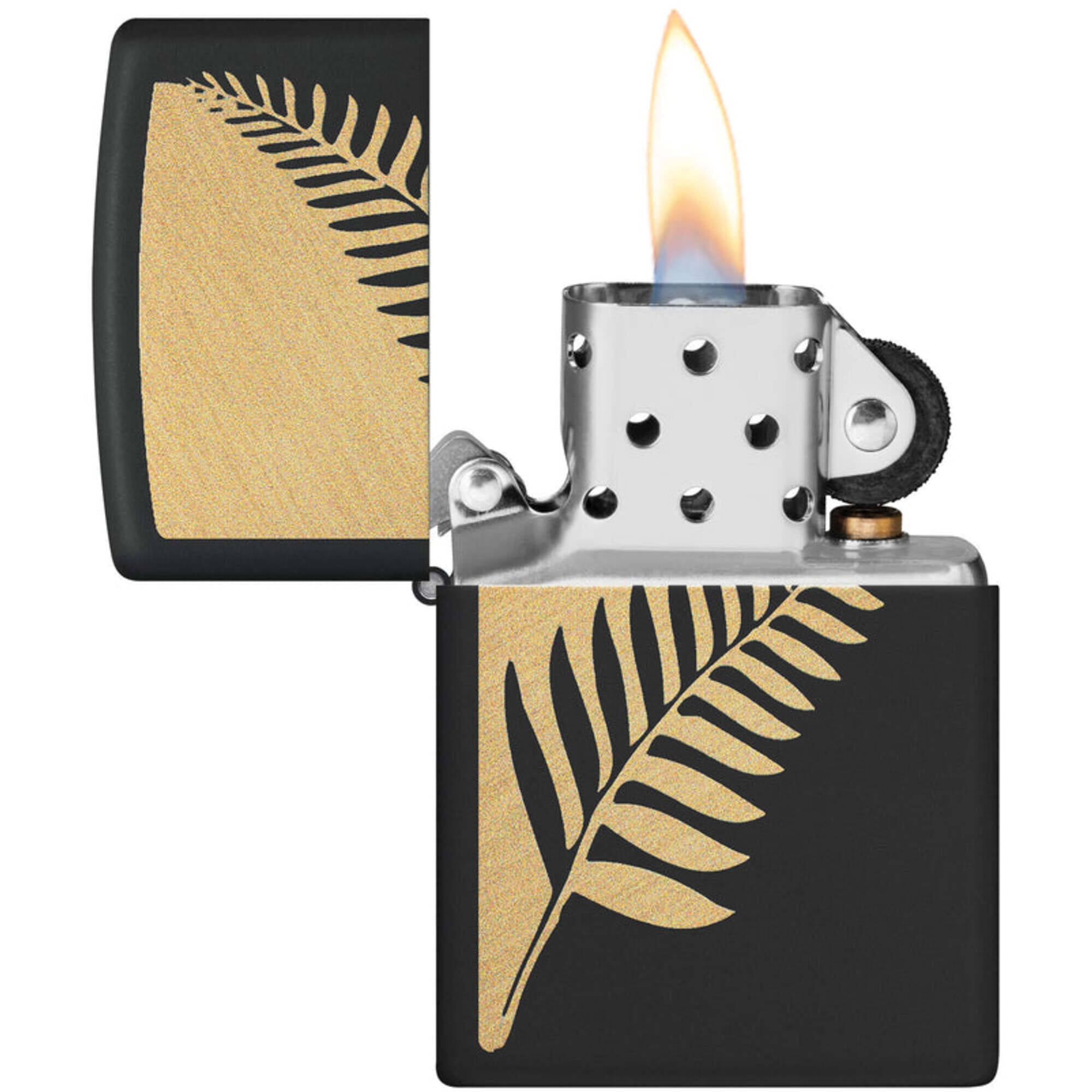 Zippo 46473 Zen Flora Design Matte Black Windproof Pocket Lighter