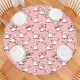 thumbnail image 2 of Pink Cow Sweater Pattern Round Fitted Tablecloth with Elastic Edge,Dining Table Cover Waterproof,Outdoor Round Tablecloth for Camping,Dining,Indoor and Outdoor, 2 of 7