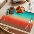 thumbnail image 3 of Teal Red Brown Ombre Placemats Set of 8 Contemporary Gradient Abstract Place Mats Indoor Wipeable Table Mats Washable Cloth Dining Table Placemats for Kitchen Holiday Party Home Decor 13x19 Inch, 3 of 9