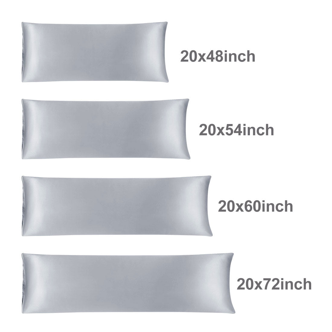 Unique Bargains Luxury Silky Satin Body Pillow Case Silver 20" x 48"