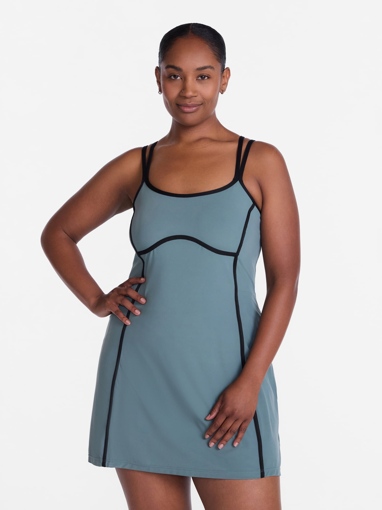 Avia Women's SoftSculpt Tipped Mini Dress, Sizes XS-XXXL