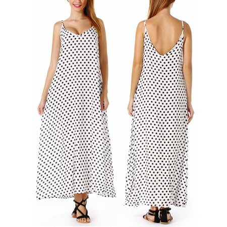 LELINTA Women's Plus Size Sundresses Spaghetti Strap Polka Dot Dress ...