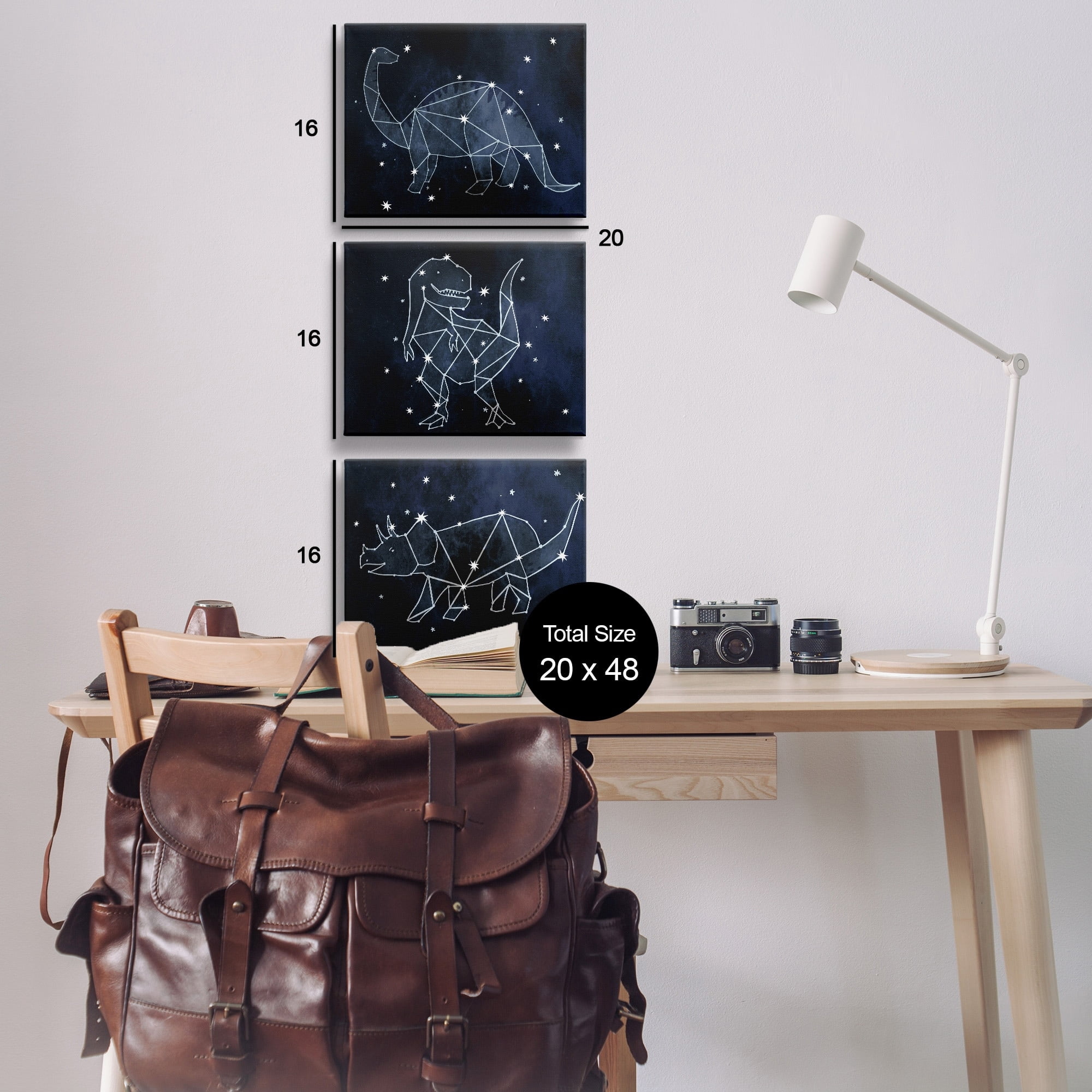 Stupell Industries Night Sky Dinosaur Constellations Outer Space Canvas Wall Art by Daphne Polselli