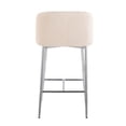 thumbnail image 5 of Fran Pleated Waves Contemporary Glam Fixed-Height Counter Stool In Chrome Metal And White Velvet - Set Of 2, 5 of 7