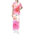 thumbnail image 3 of BiZtdJrK Scrubs Sets for Women Nurse Scrub Uniform Top and Pants 2 Piece Outfits Casual V Neck Short Sleeve Tshirts Matching Wide Leg Pants Work Set Sales Today Multicolor XXL, 3 of 7