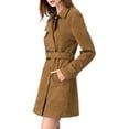 thumbnail image 3 of INSPIRE CHIC Women's Notched Lapel Double Breasted Faux Suede Trenchcoat XS Brown, 3 of 9